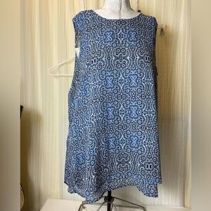 A line  Blue & White Sleeveless Blouse tunic
